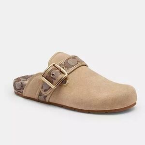New! Popular Coach Women's Beige Slip-On Clog (Color Oat)